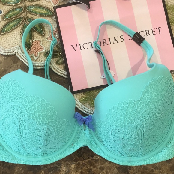 Victoria's Secret Other - New! Victoria’s Secret Body by Victoria Lightly Lined Lace Demi Bra 32 DD Aqua